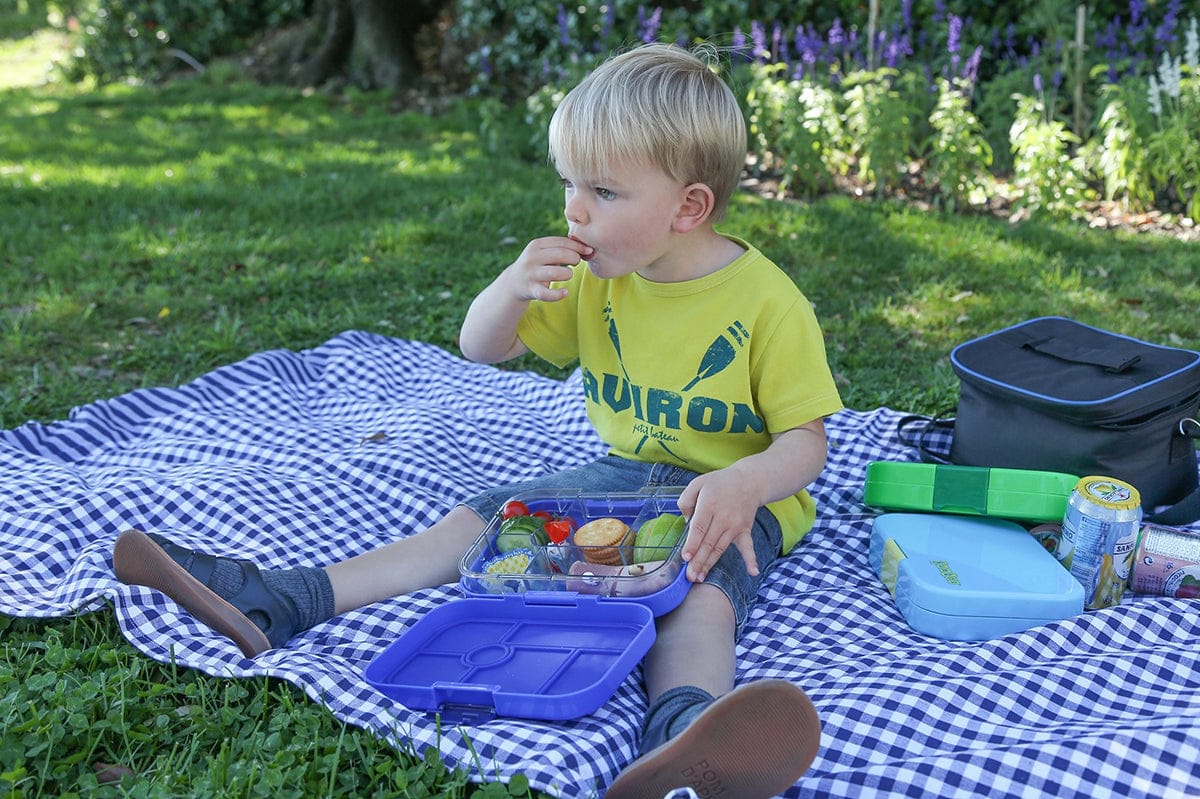 Yumbox Original Leakproof Bento Lunchbox, 6 Compartment - Neptune Blue / Rocket Tray - NBI201704R