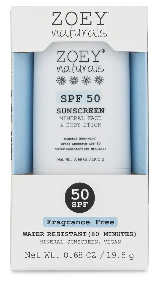 Zoey Naturals SPF 50+ Face & Body Stick - Fragrance Free - F-ZN-02002