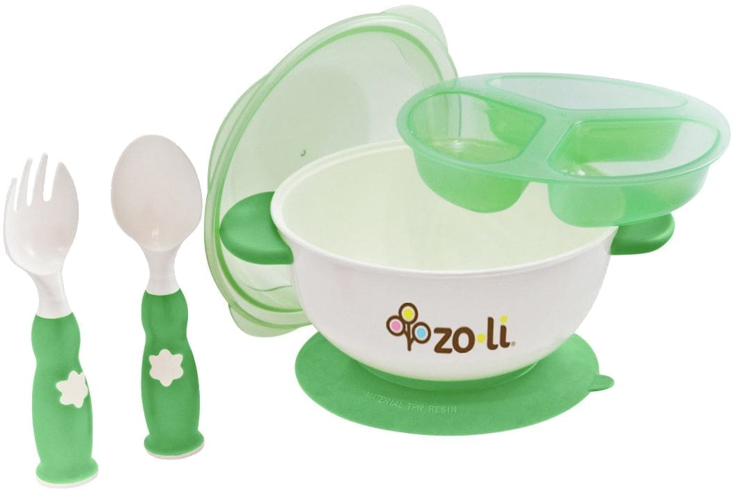 ZoLi Baby Stuck Suction Bowl Feeding Kit in Green - BF11SKG01