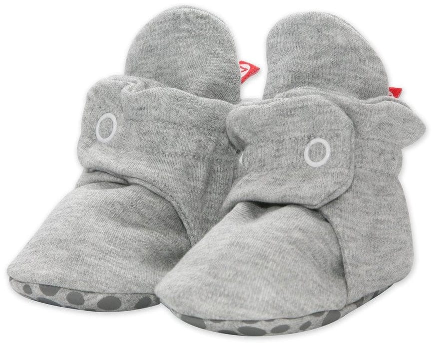 Zutano Organic Cotton Gripper Baby Bootie - Heather Gray, 6m - PG03-GRHE-N3