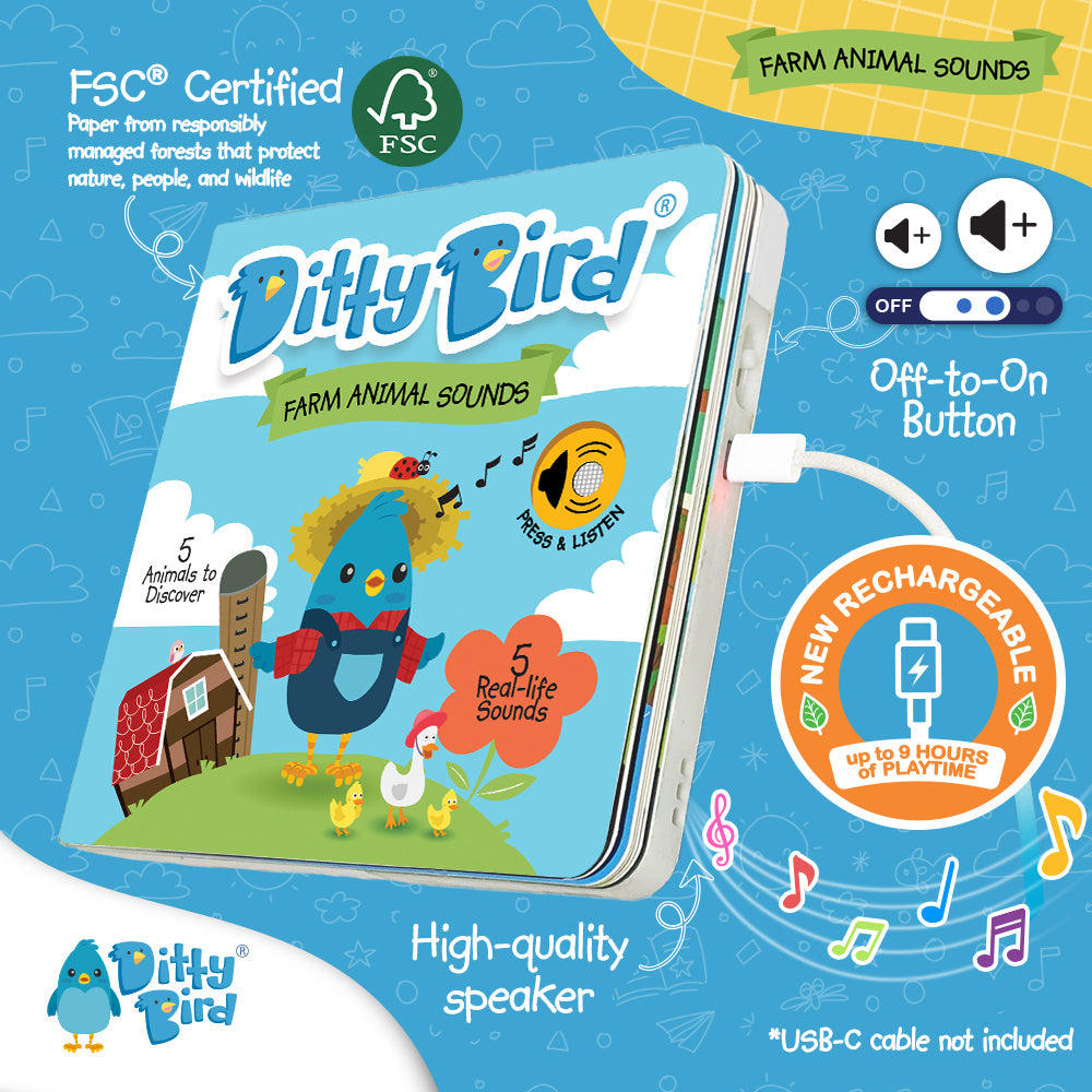 Ditty Bird Musical Books - Farm Animal Sounds