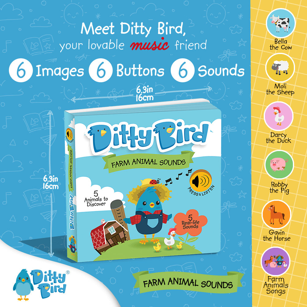 Ditty Bird Musical Books - Farm Animal Sounds