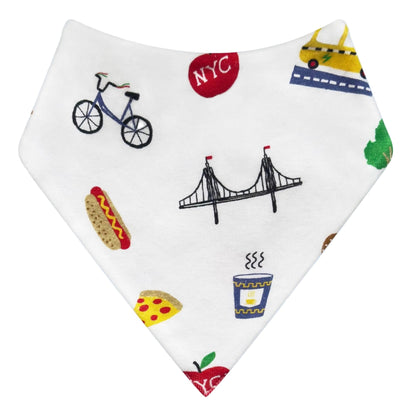 Estella Organic Baby Bib Kerchief Reversible Big City All Over Print