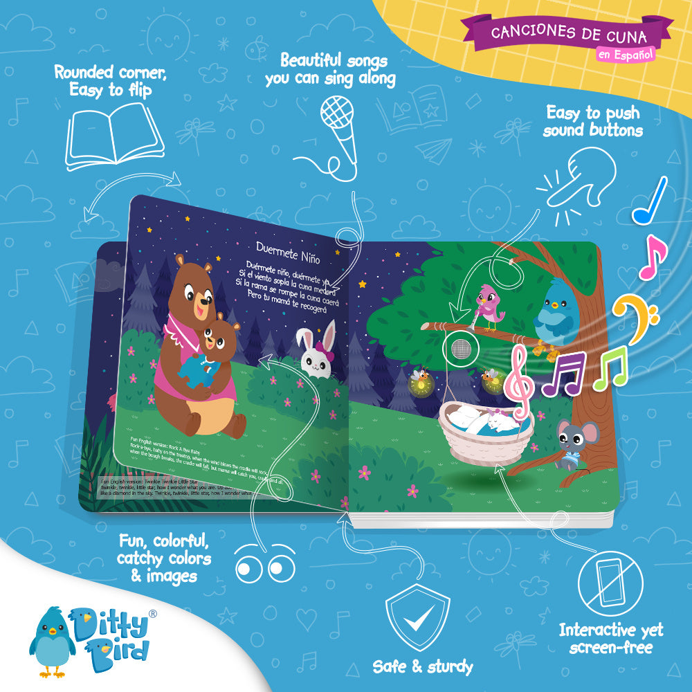 Ditty Bird Musical Books - Canciones de Cuna