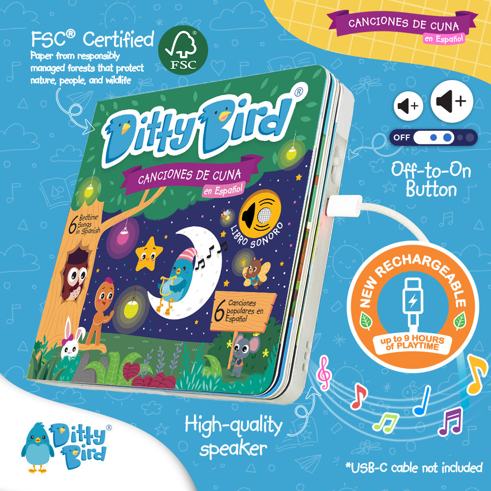 Ditty Bird Musical Books - Canciones de Cuna