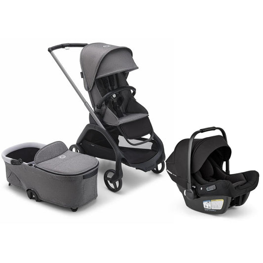 Bugaboo Dragonfly Stroller + Bassinet + Turtle Air Shield Travel System Bundle - Graphite / Grey Melange / Grey Melange / Black - 100176031-400016001-B