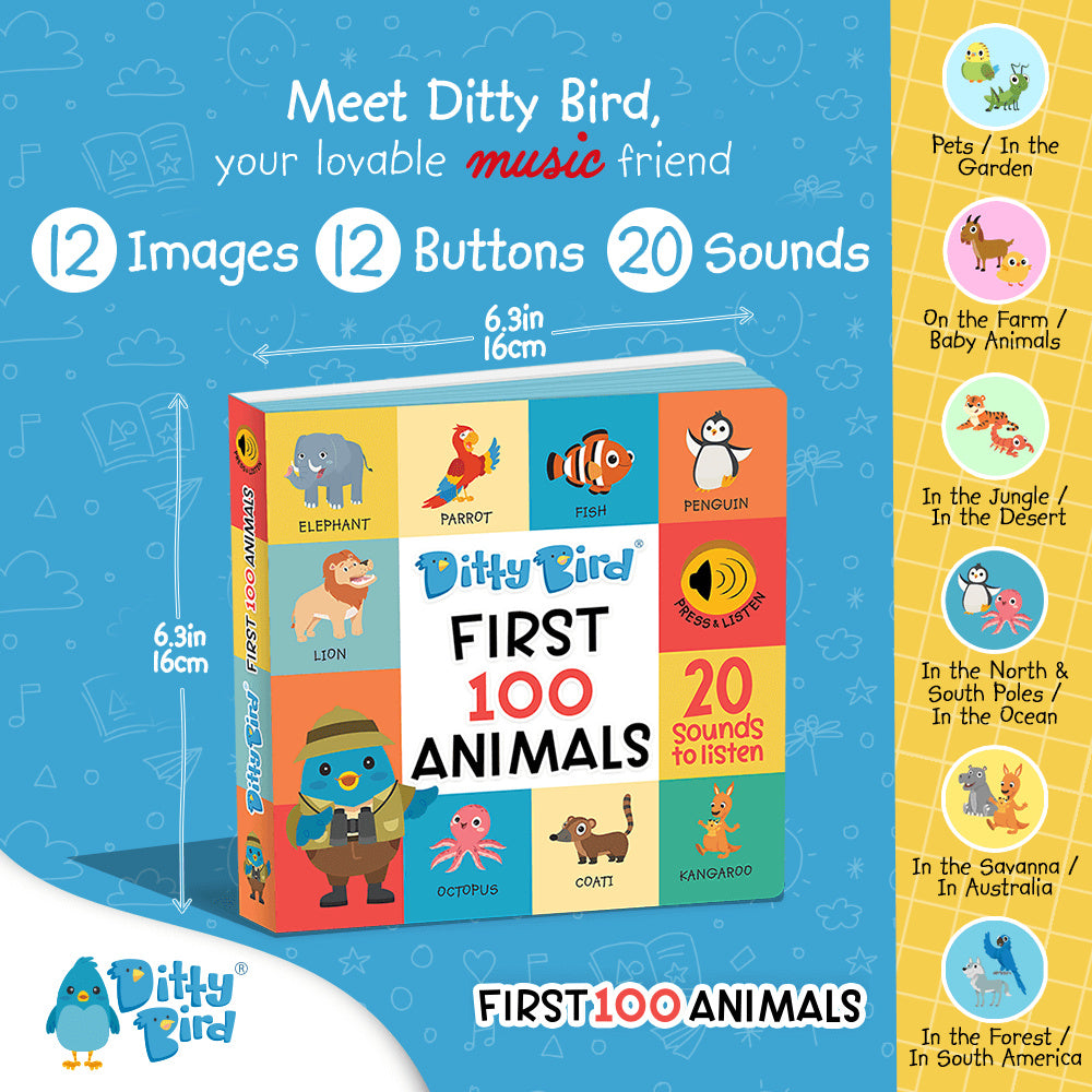 Ditty Bird Musical Books - First 100 Animals