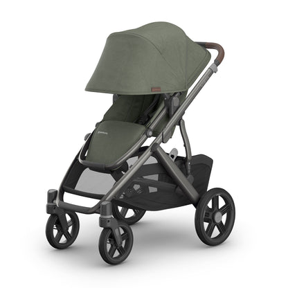 UPPAbaby Vista V3 Single-to-Double Stroller - Evelyn (Meadow Green / Graphite Frame / Chestnut Leather)