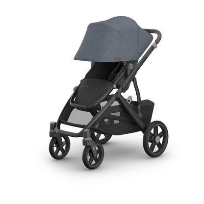 UPPAbaby Vista V3 Single-to-Double Stroller - Julian (Dusty Blue Melange / Carbon Frame / Chestnut Leather) - 0303-VSO-NA-JUL