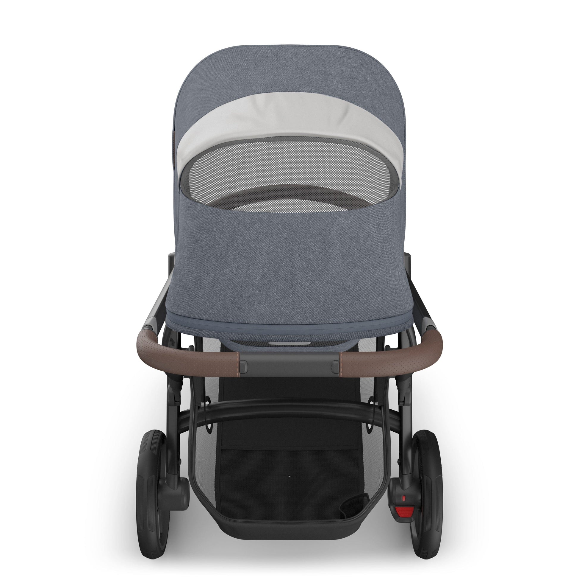 UPPAbaby Vista V3 Single-to-Double Stroller - Julian (Dusty Blue Melange / Carbon Frame / Chestnut Leather) - 0303-VSO-NA-JUL