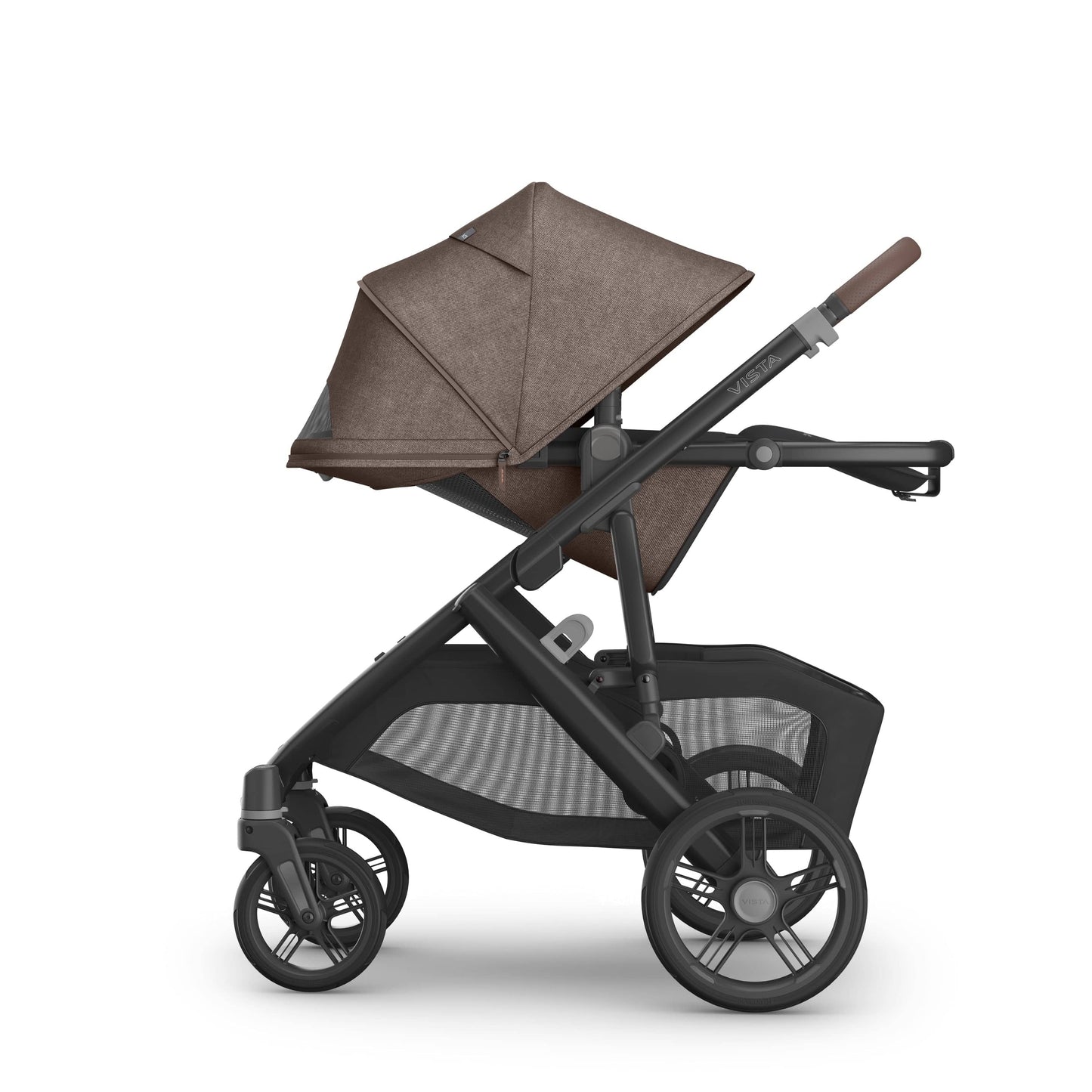 UPPAbaby Vista V3 Single-to-Double Stroller - Owen (Mocha Melange / Carbon Frame / Chestnut Leather)