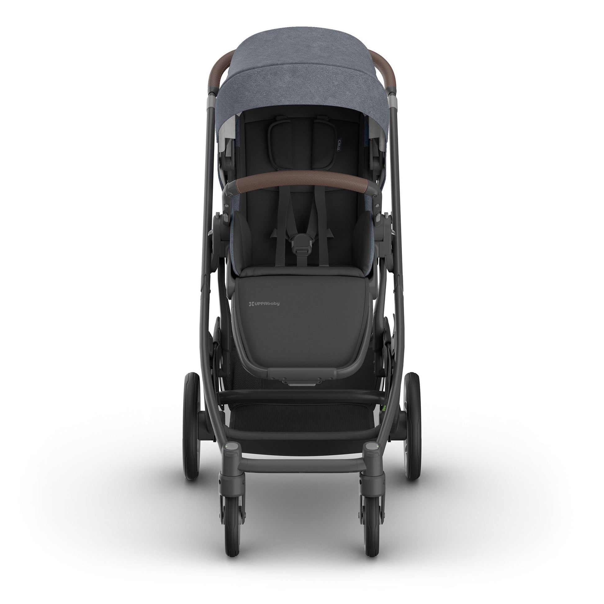 UPPAbaby Cruz V3 Stroller - Julian (Dusty Blue Melange / Carbon Frame / Chestnut Leather) - 0403-CRZ-NA-JUL