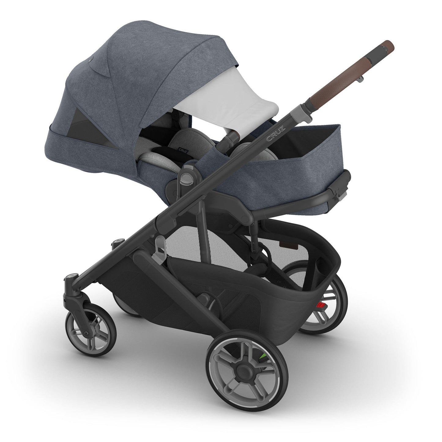 UPPAbaby Cruz V3 Stroller - Julian (Dusty Blue Melange / Carbon Frame / Chestnut Leather) - 0403-CRZ-NA-JUL