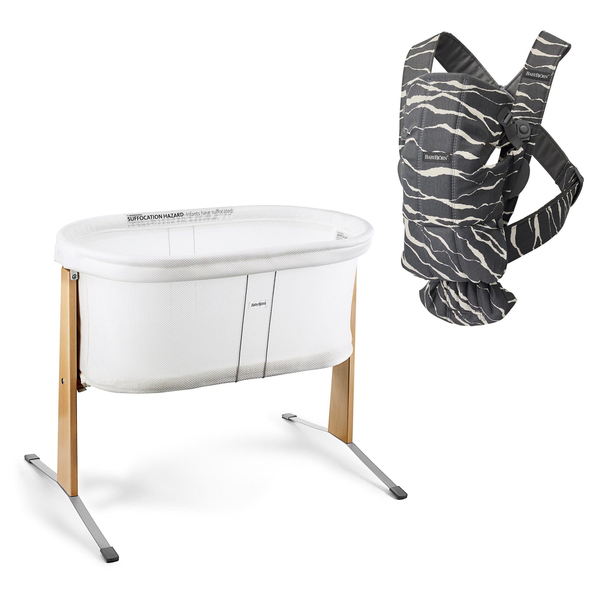 BabyBjörn Cradle + Baby Carrier Mini - White / Landscape - 041121US-021078US