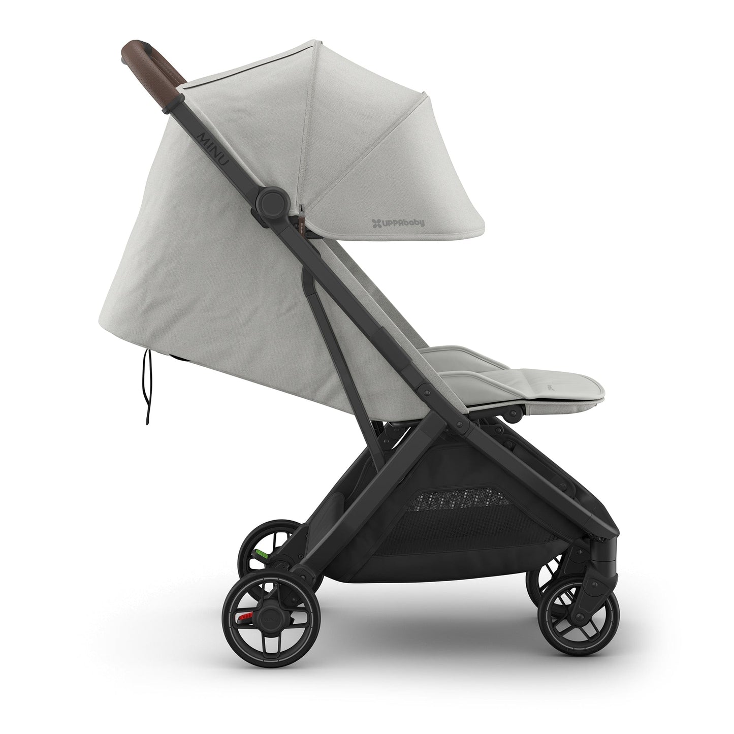 UPPAbaby Minu V3 Compact Stroller - Savannah (Pearl Gray Melange / Carbon Frame / Chestnut Leather)