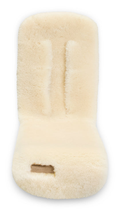 Cream colored UPPAbaby sheepskin stroller seat liner