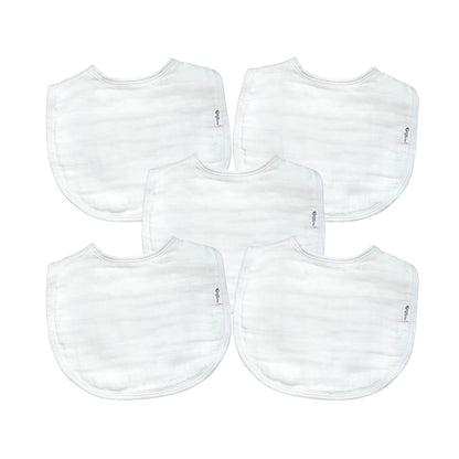 Green Sprouts Organic Cotton Muslin Bibs 5-Pack - White Set