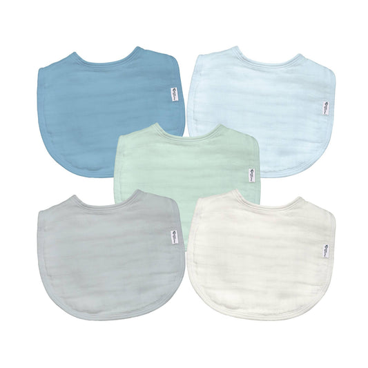 Green Sprouts Organic Cotton Muslin Bibs 5-Pack - Blueberry Set
