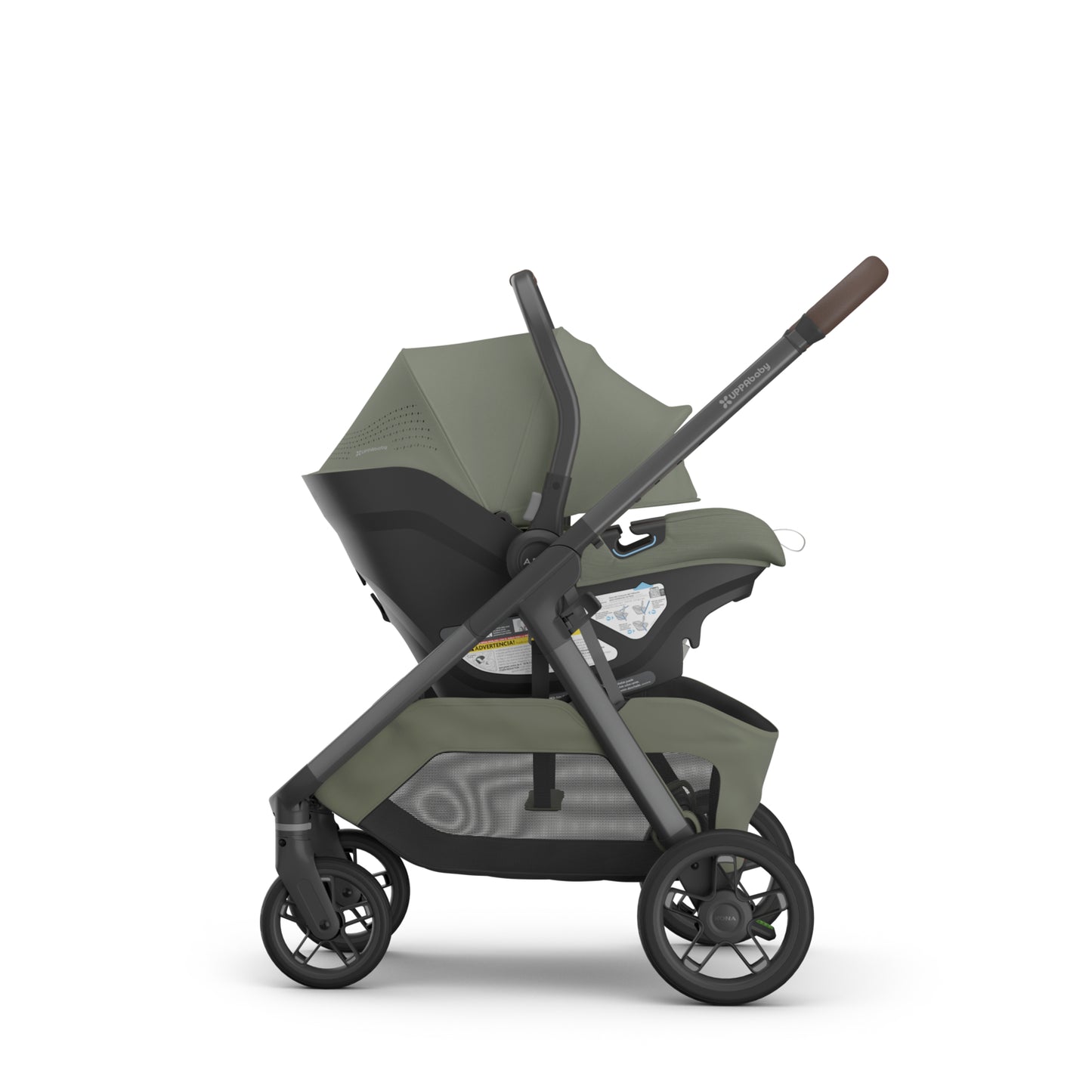 UPPAbaby Kona Stroller + Aria V2 Travel System Bundle - Evelyn Meadow Green