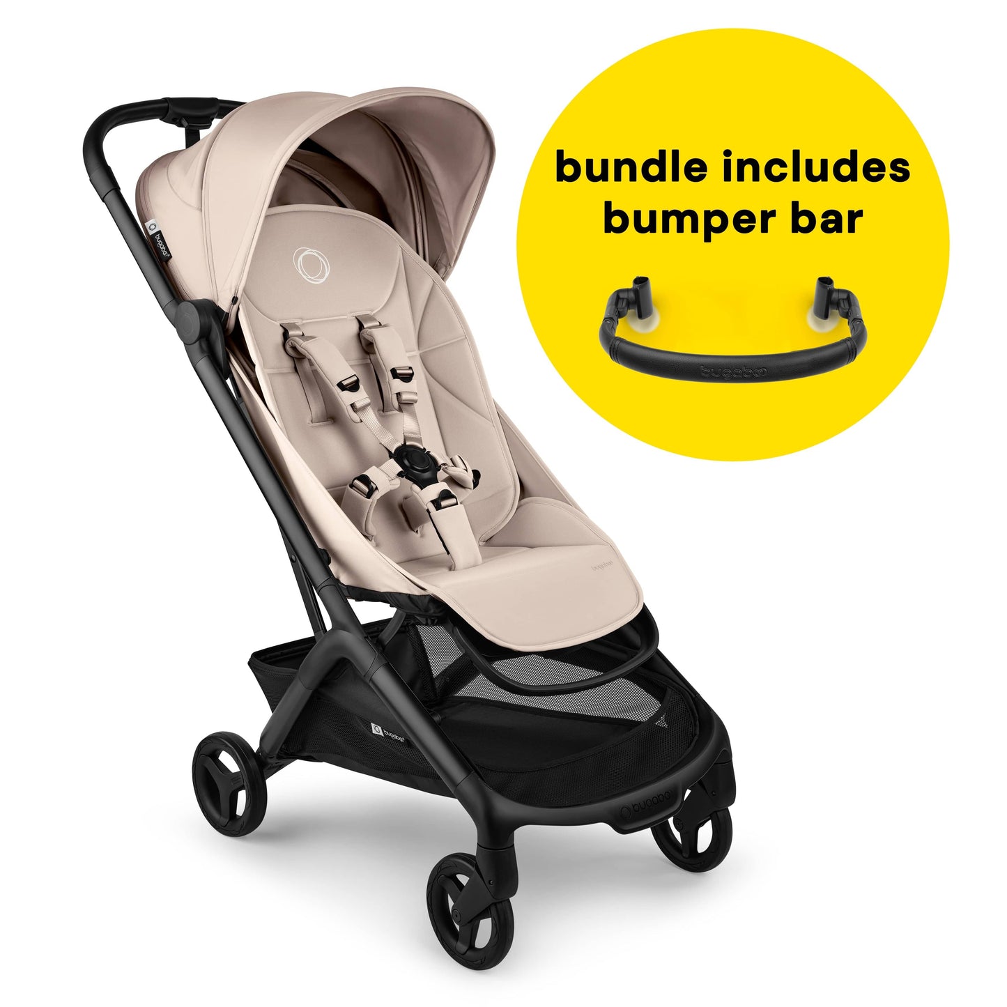 Bugaboo Butterfly 2 Complete Stroller + Bumper Bar Bundle - Black / Desert Taupe / Desert Taupe - 100338021-100342002