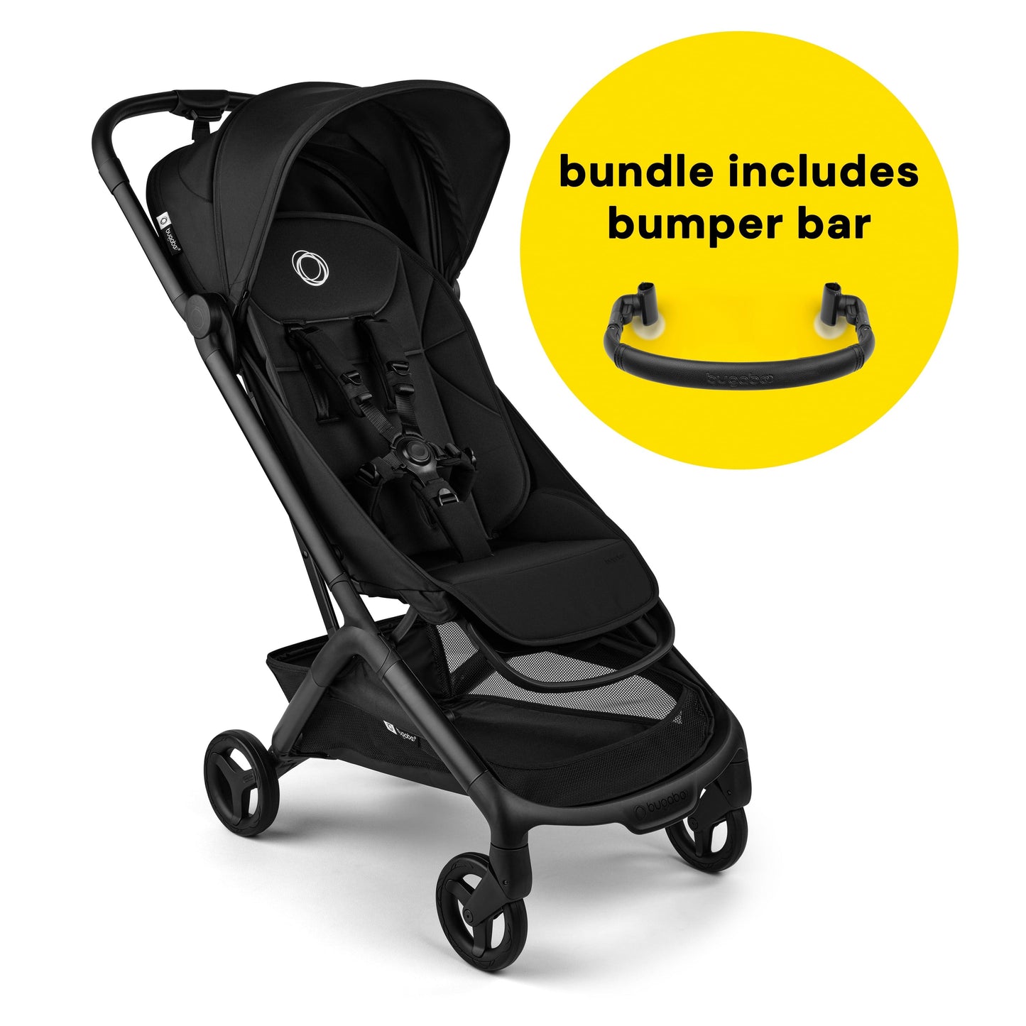 Bugaboo Butterfly 2 Complete Stroller + Bumper Bar Bundle - Black / Heritage Black / Heritage Black - 100338028-100342002