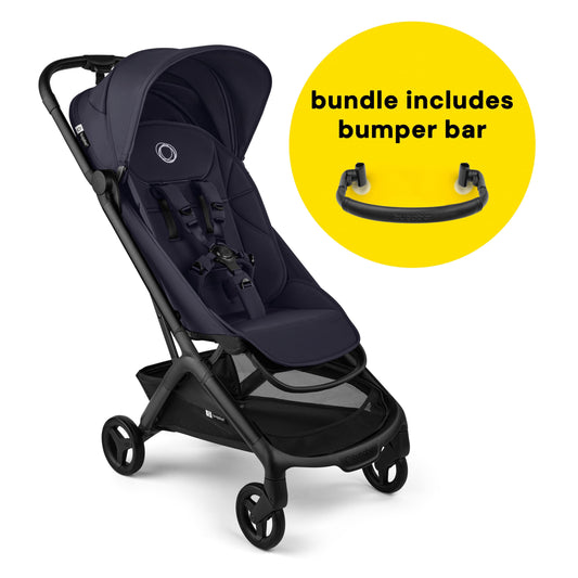 Bugaboo Butterfly 2 Complete Stroller + Bumper Bar Bundle - Black / Deep Indigo / Deep Indigo - 100338039-100342002