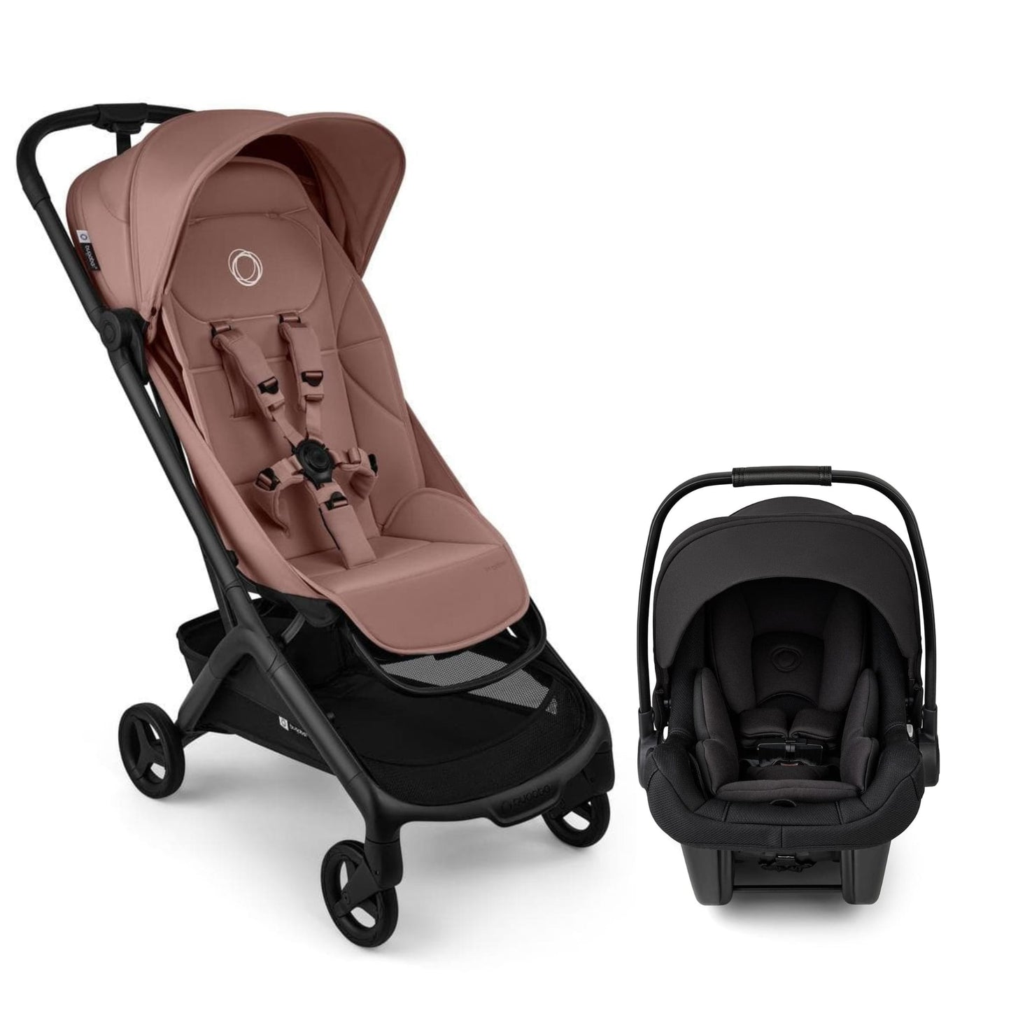 Bugaboo Butterfly 2 Plus + Turtle Air Shield Travel System Bundle - Dusty Pink / Black