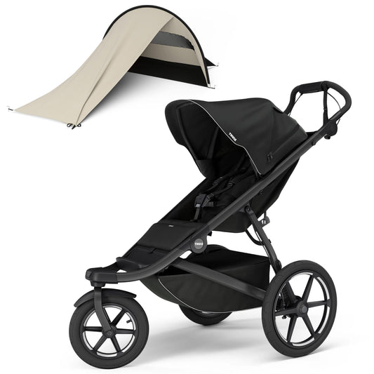 Thule Urban Glide 3 Single Jogging Stroller + Sun & Wind Tarp Bundle - Black