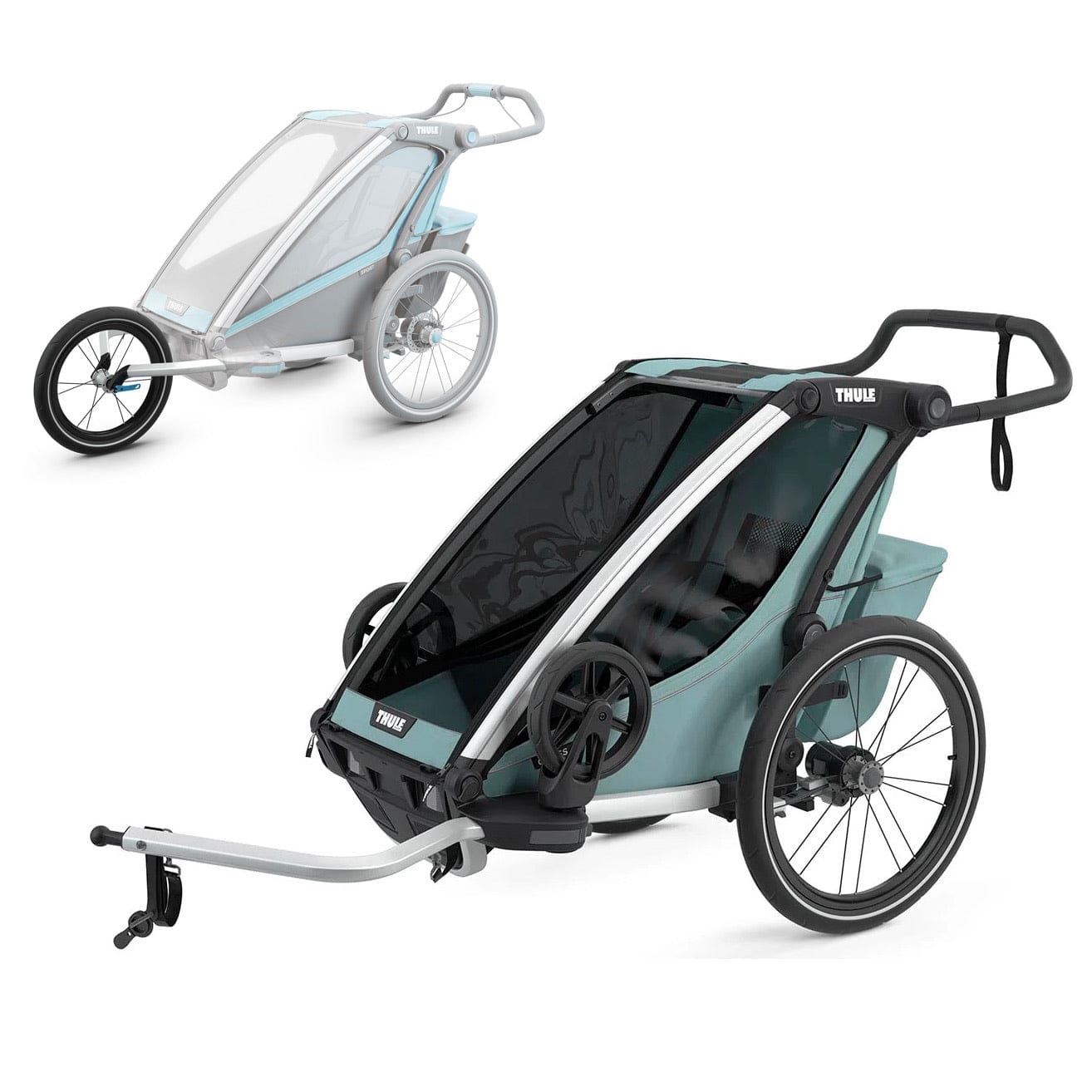 Thule Chariot Cross 1 Multisport Trailer / Stroller + Jogging Kit Bundle - Alaska - 10202022-20201301
