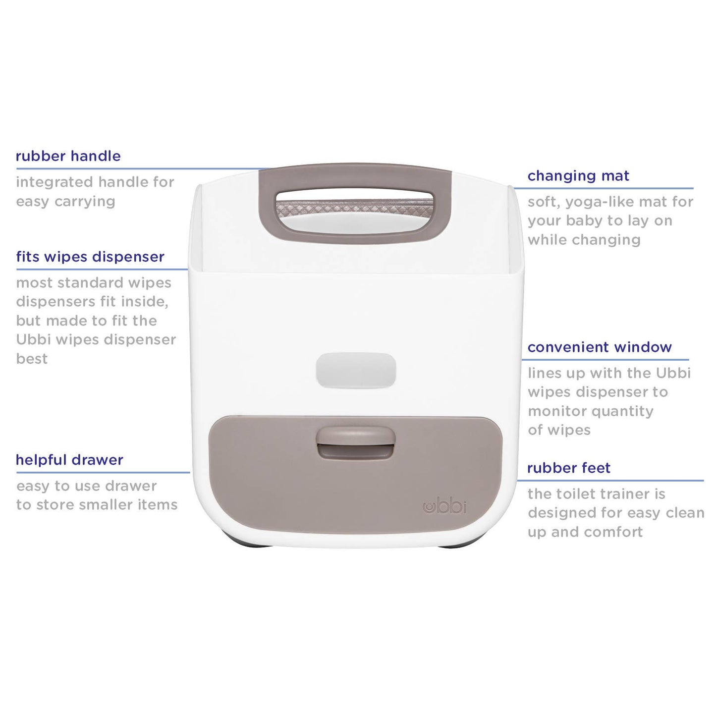 Ubbi Diaper Caddy & Changing Mat - Taupe