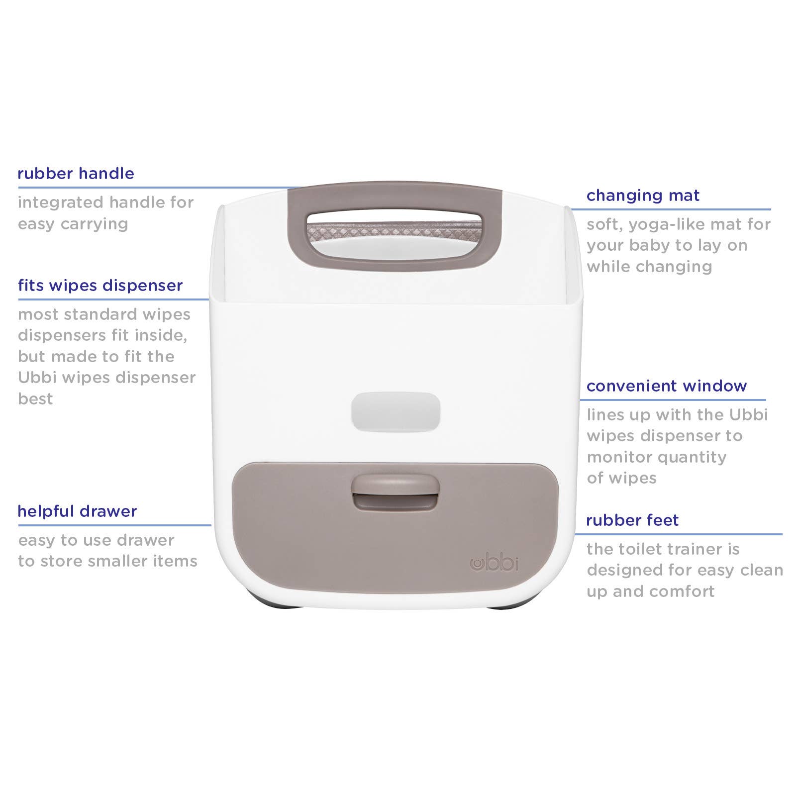 Ubbi Diaper Caddy & Changing Mat - Taupe