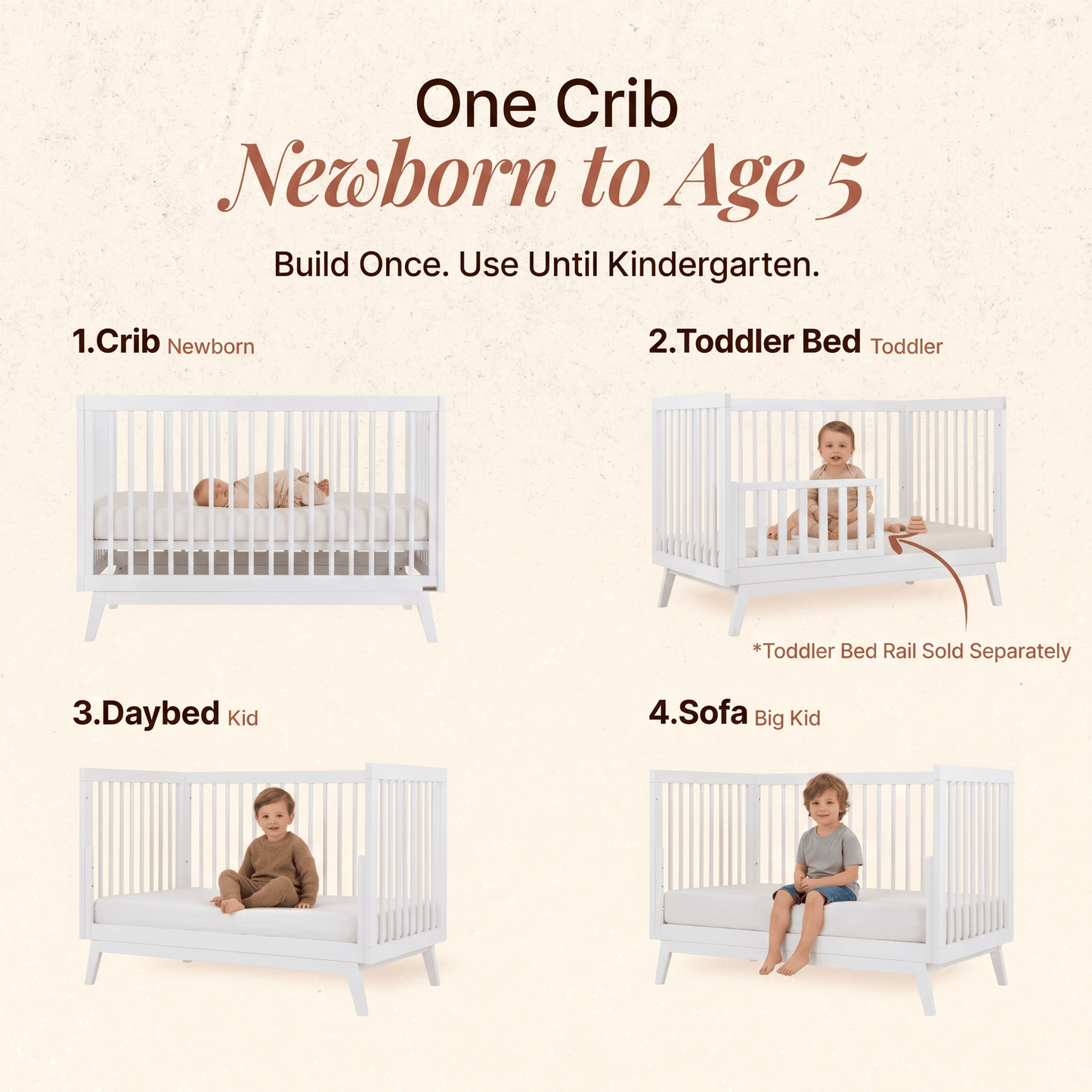 dadada Soho 3-in-1 Convertible Crib - White