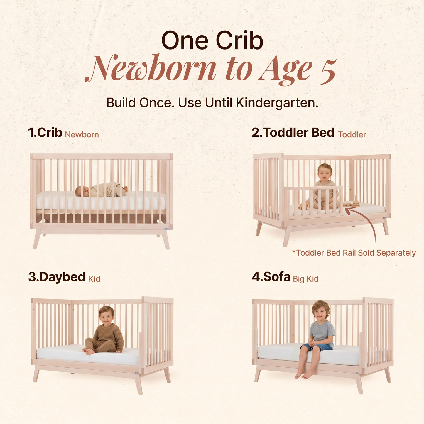 dadada Soho 3-in-1 Convertible Crib - Wash