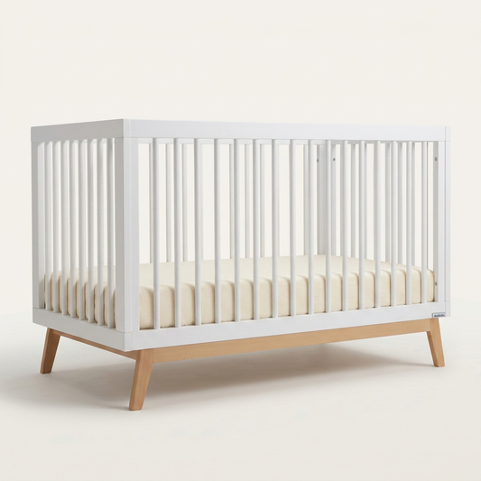 dadada Soho 3-in-1 Convertible Crib - White/Natural - 10431-da