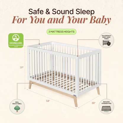 dadada Soho 3-in-1 Convertible Crib - White/Natural