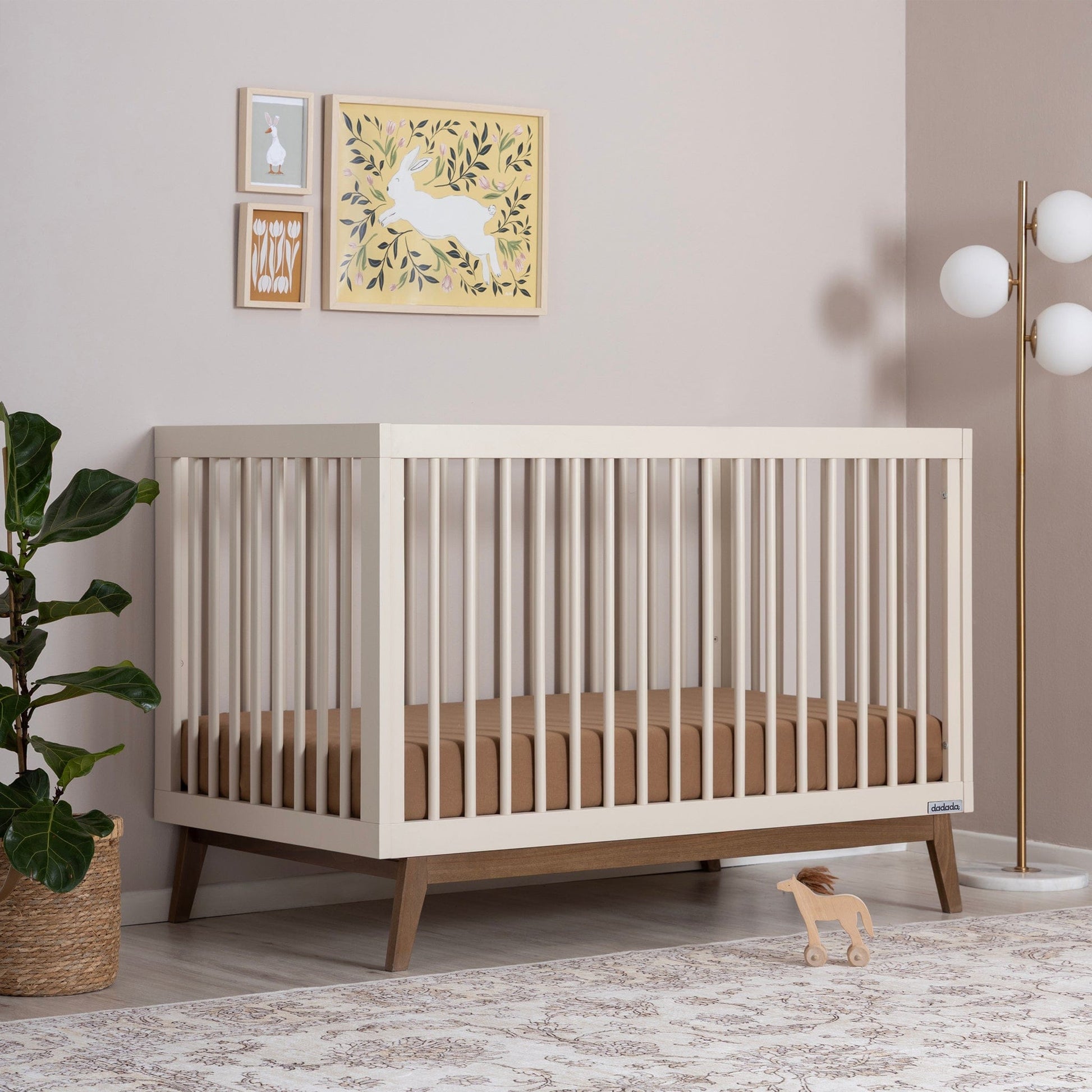 dadada Soho 3-in-1 Convertible Crib - Almond Milk / Walnut - 10482-DA