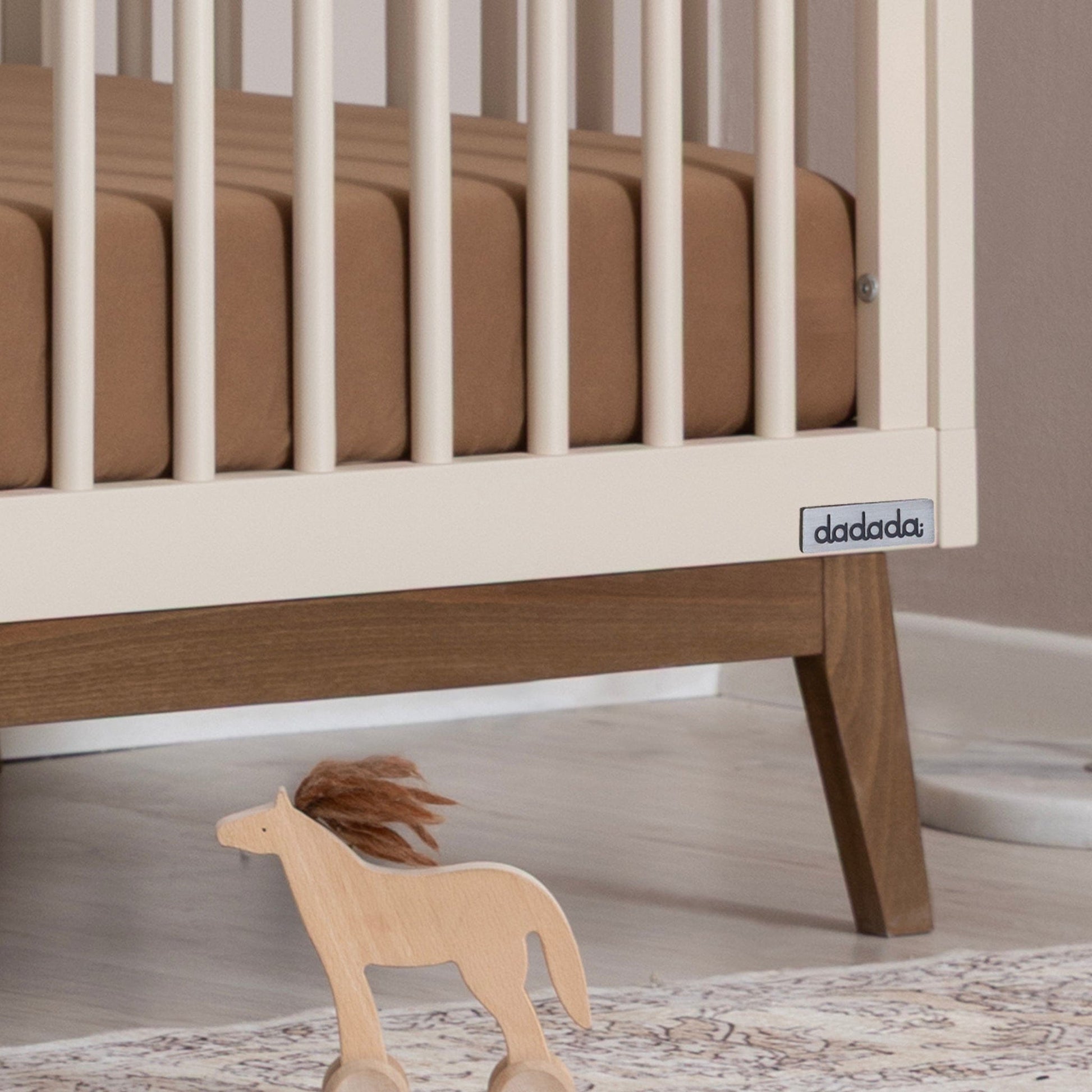 dadada Soho 3-in-1 Convertible Crib - Almond Milk / Walnut - 10482-DA