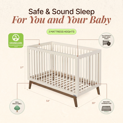 dadada Soho 3-in-1 Convertible Crib - Almond Milk / Walnut