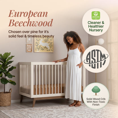 dadada Soho 3-in-1 Convertible Crib - Almond Milk / Walnut