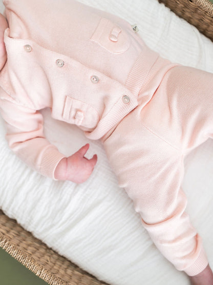 Viverano Organics Milan Knit Baby Pocket Pants - Blush, 0-3M