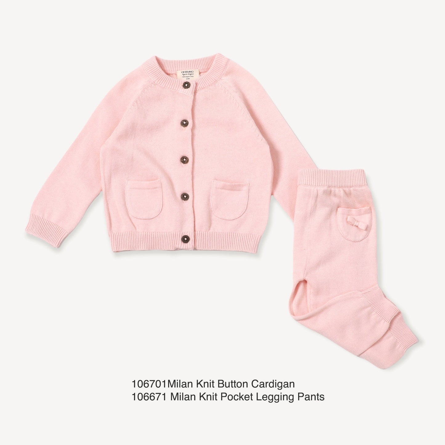 Viverano Organics Milan Knit Baby Pocket Pants - Blush, 3-6M