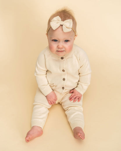 Viverano Organics Milan Knit Baby Pocket Pants - Cream, 0-3M