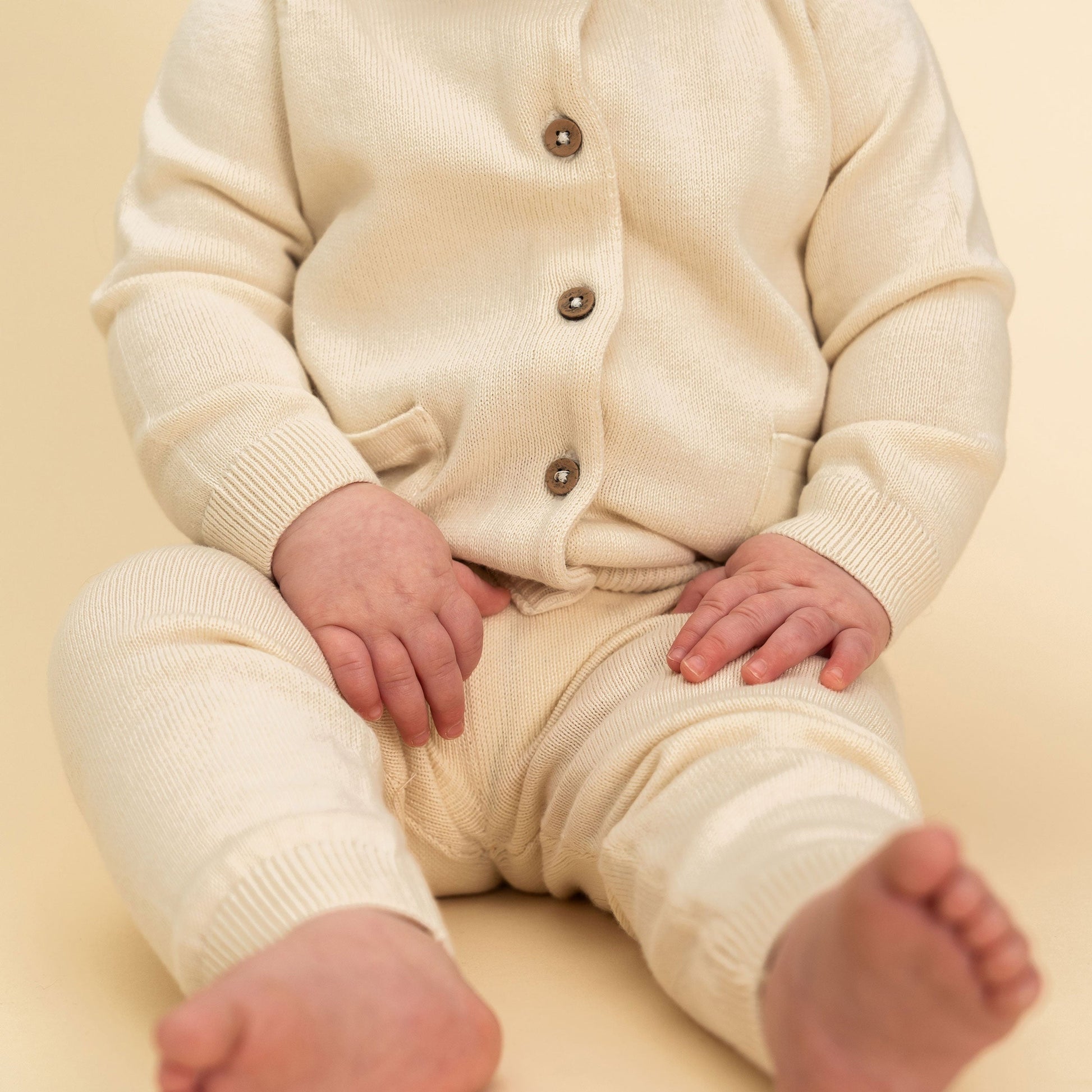 Viverano Organics Milan Knit Baby Pocket Pants - Cream, 3-6M