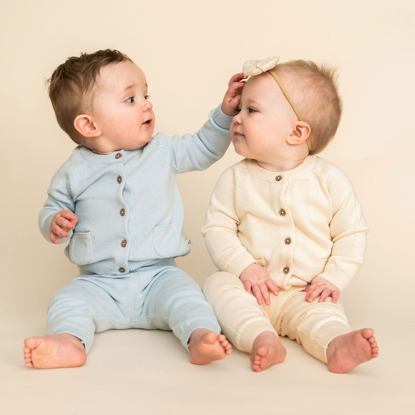 Viverano Organics Milan Knit Baby Pocket Pants - Cream, 3-6M