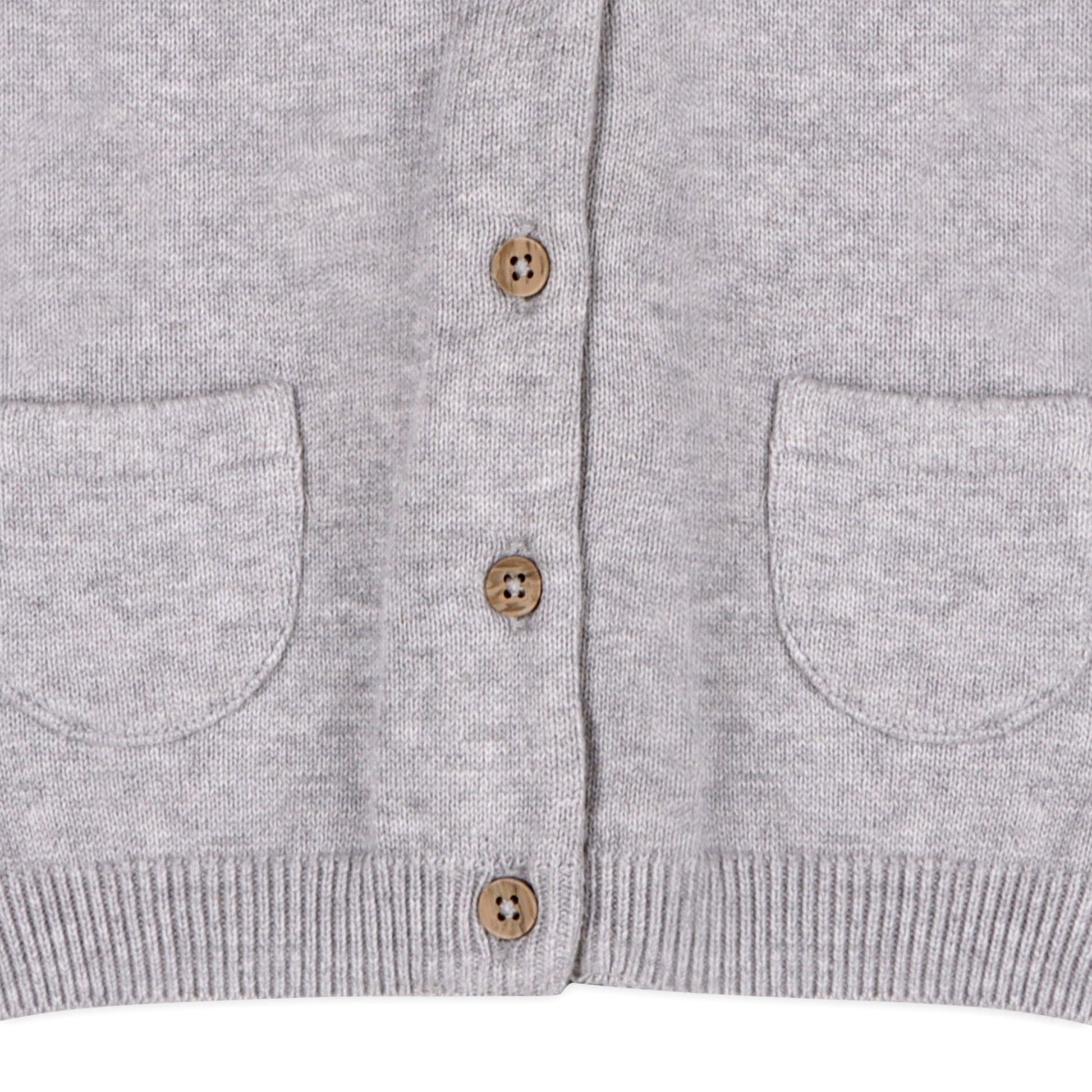 Viverano Organics Milan Organic Knit Baby Button Cardigan Sweater - Heather Grey, 3-6M