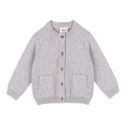 Viverano Organics Milan Organic Knit Baby Button Cardigan Sweater - Heather Grey, 3-6M