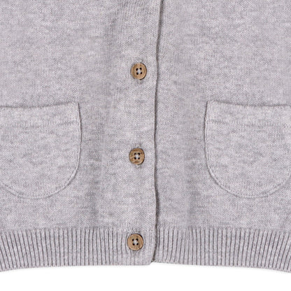 Viverano Organics Milan Organic Knit Baby Button Cardigan Sweater - Heather Grey, 6-12M