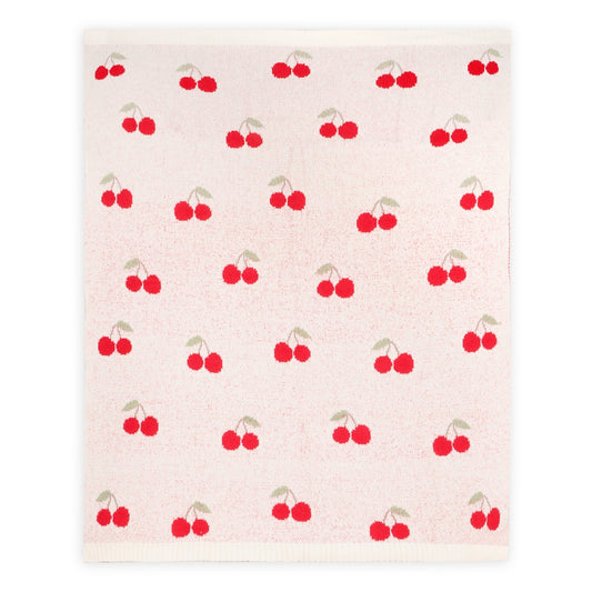Viverano Organics Cherry Organic Baby Blanket + Ring Rattle Toy Gift Set - Natural, One Size