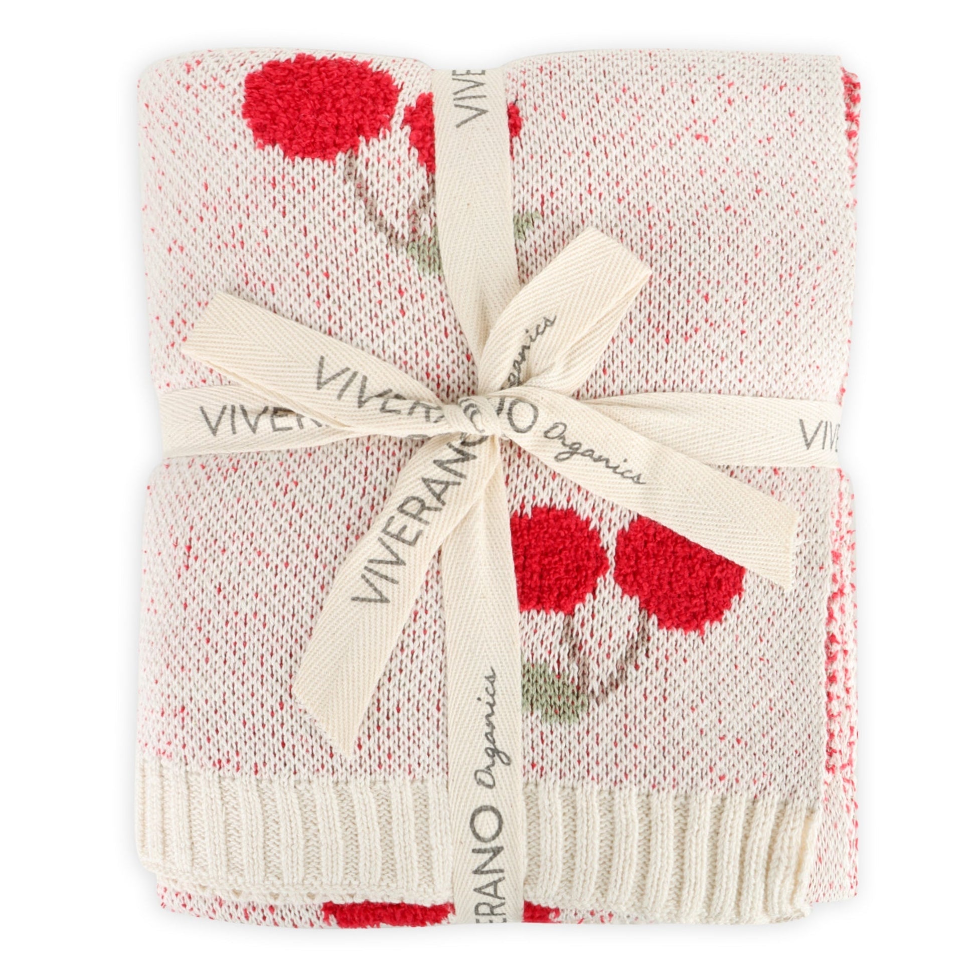Viverano Organics Cherry Organic Baby Blanket + Ring Rattle Toy Gift Set - Natural, One Size