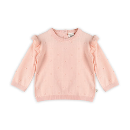 Viverano Organics Milan Knit Baby Ruffle & Bobble Pullover Sweater - Blush, 3-6M